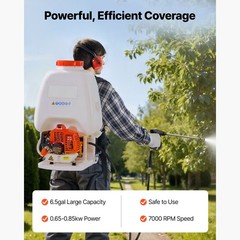 Uimoso Gas-Powered Backpack Sprayer with 26.5CC Engine and 6.5-Gallon Capacity