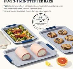 BRONYPRO Non Stick Ceramic Baking Sheet Pan Set of 3, Natural Non Toxic Cookie S