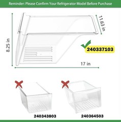 [2 Pack] 240337103 Refrigerator Crisper Drawer Bin for Frigidaire Kenmore (Read)