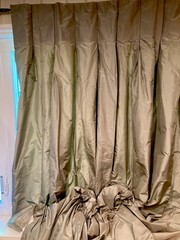 Lovely ETHAN ALLEN Silk & Cotton Sage Green ( Mineral) Lined Drape Panel 48X98