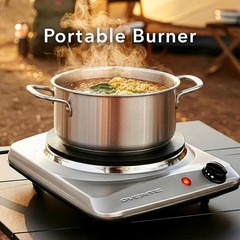 Electric Countertop Single Burner,1000W Cooktop with 7.25 Inch Cast Iron Silver