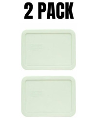 Pyrex 6 Cup New, 1.5 L White Rectangle Replacement Lid Cover 7211-PC, 2 Pack
