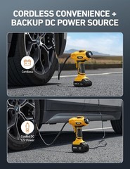 YELLOW AstroAI Cordless Tire Inflator Air Compressor 20V Rechargeable Portable