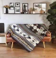 Reversible ALPACA Wool THROW BLANKET Andean & Southwestern Pattern 80″ X 42″