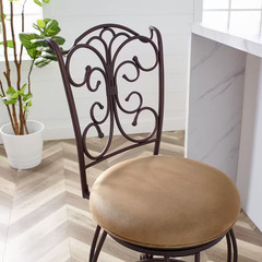 Hansel 24.25 In. Bronze Metal Swivel High Back Counter Stool with Fabric Seat