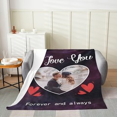 Customized Photo Personalized Valentine’S Day Gift Blanket Flannel Love Design↗