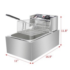 Stainless Steel Commercial Household Electric Deep Fryer Fried Chicken Pan 6L