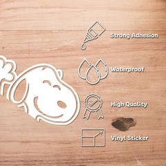 Snoopy Waving Cartoon White Vinyl Decal Window Laptop Bumper Sticker 8×4.2 in