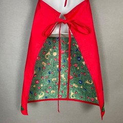 Christmas Apron Tree Presents Pockets Handmade Novelty Gift Red Green Holiday