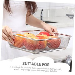 Stainless Steel Fine Mesh Shallow Drain Basket Sieve 13.4×9.8 In
