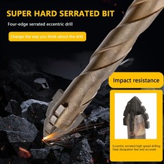 5 Count Four Edged Serrated Eccentric Drill Bit Set,New Four-Flute Sawtooth Ecce