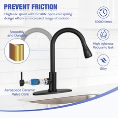 Matte Black Kitchen Sink Faucet with Pull Down Spray RV Stainless Steel Kitchen