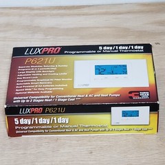LuxPro P621U Thermostat for Heat & AC and Heat Pumps 2 Stages Heat 1 Stage Cool
