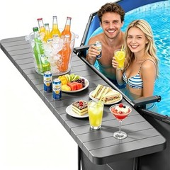 Poolside Bar Table for Above Ground Pool, 49.4×9.6 Outdoor Hanging Swim-Up