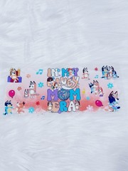 Bluey UV DTF Cup Wraps for 16 oz Glass Cups, 8 Sheets Transfers Variety