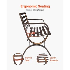 Outdoor Bench, 50 inch, Carbon Steel Metal Frame with Slatted Pattern Backrest