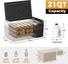 Setpower RF20 12V Portable Refrigerator with PG216WH Battery Pack for camping