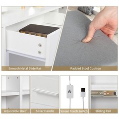 5 Drawers Vanity Desk Set with Large LED Lighted Mirror for Bedroom Makeup Dress
