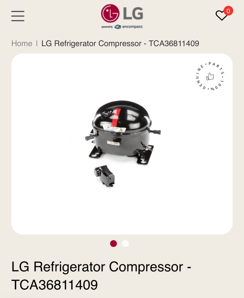 LG TCA36811409 Refrigerator Compressor Black