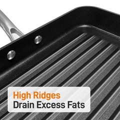 NutriChef 11″ Hard-Anodized Non stick Grill & Griddle Pan – Kitchen Cookware