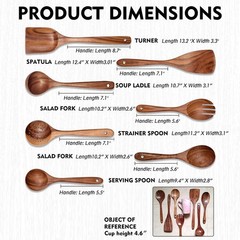 Wooden Non-Stick Kitchen Pan Toolset 7 Pieces Set, Natural Kitchen Utensils S…