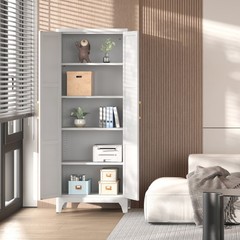Freestanding Kitchen Pantry Storage Cabinet 3 Adjustable Shelves Metal Cupboards
