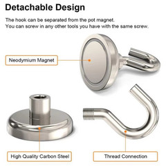 40 Pack Dia Strong Magnetic Hook Hanger N52 Neodymium Clamping Magnet Hooks USA