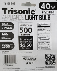 2-Pack 40W Appliance Light Bulb A15 E26 Clear 120V Oven Refrigerator