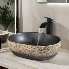 Focitland 19 Inch Stone Bathroom Sink Basin w/ Waterfall Faucet Pop-up Drain