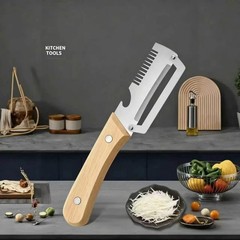 2 PCS 3-in-1 Multifunctional Vegetable Peeler with Wooden Handle,Julienne Slicer