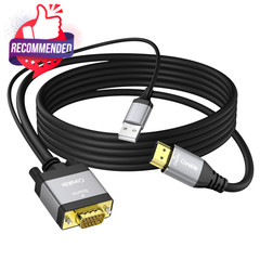 Vga To Hdmi Cable 10 Ft With Usb Power Supply, Real 1080p@60hz Video Output