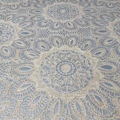 Lace flowers pattern Tan Gray Silver metallic faux fabric textured Wallpaper 3D