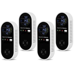 4PCS Carbon Monoxide & Natural Gas Detector Plug in Gas & CO Monitor Alarm Sound