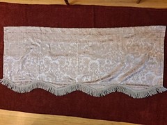 JCPENNY Wave Valance Tan Light Brown Silver Scroll Fringe Rod Pocket 24×54 1pc