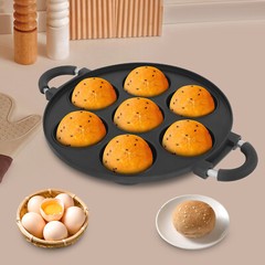 15.35*11.02*2.17″ Black Round Aluminum 7 Holes Takoyaki Pan Maker Hand Wash Only