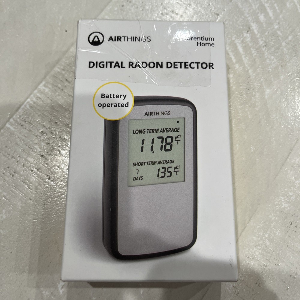 Airthings Corentium Home 223 Digital Radon Detector, Black/Gray, portable