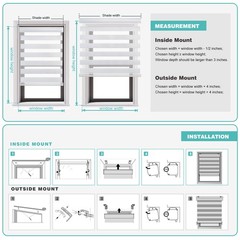 Horizontal Shade Window Blind Dual Zebra Roller Blinds Curtains,Easy to Install