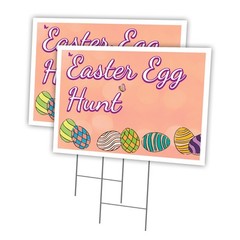 Easter Egg Hunt Multi-Pack of Yard Signs & Stake Plastic Coroplast Happy Bunny B