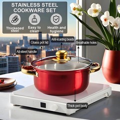 12pcs Stainless Steel Cookware Set – 6 Nonstick Pots & Pans with Matching Lids