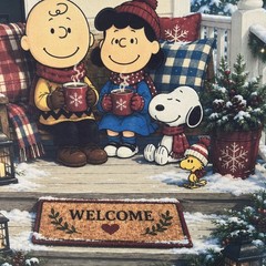 Garden Flag 12×18 Snoopy Charlie Brown Lucy Winter Porch Double Sided Handmade