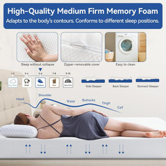 10″ Short Queen Memory Foam RV Mattress – Cooling Gel, CertiPUR-US, USA Made