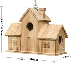 Bird Houses for Outside,Outdoor 3 Hole Bird House Room for 3 Bird Families Bl…