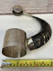 Vintage Wine Bottle Holder Goat Horn Handle Nickel Silver Argentinian Hand Made