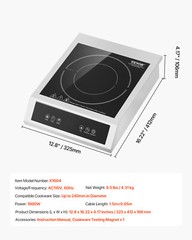 Commercial Electric Induction Cooktop 1800W Countertop Burner 9 Temp Levels