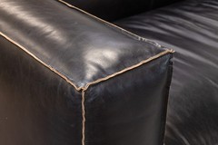 Contemporary Modern Four Hands Nolita Reverse Stitch Black Leather Sofa