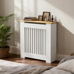 Modern Radiator Cover with Table Top, White Radiator Cabinet, Enclosure for Home