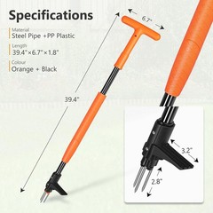 Weed Puller Tool, 3/4 Claw Stand Up Weed Puller Tool with Ergonomic Long Handle