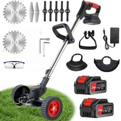24V Electric Weed Wacker with Wheel | Cordless, 3 in 1 Grass String Trimmer