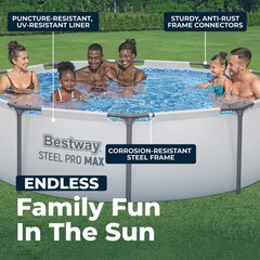 Bestway Steel Pro MAX 10’x30″ Round Above Ground Outdoor Swimming Pool with Pump