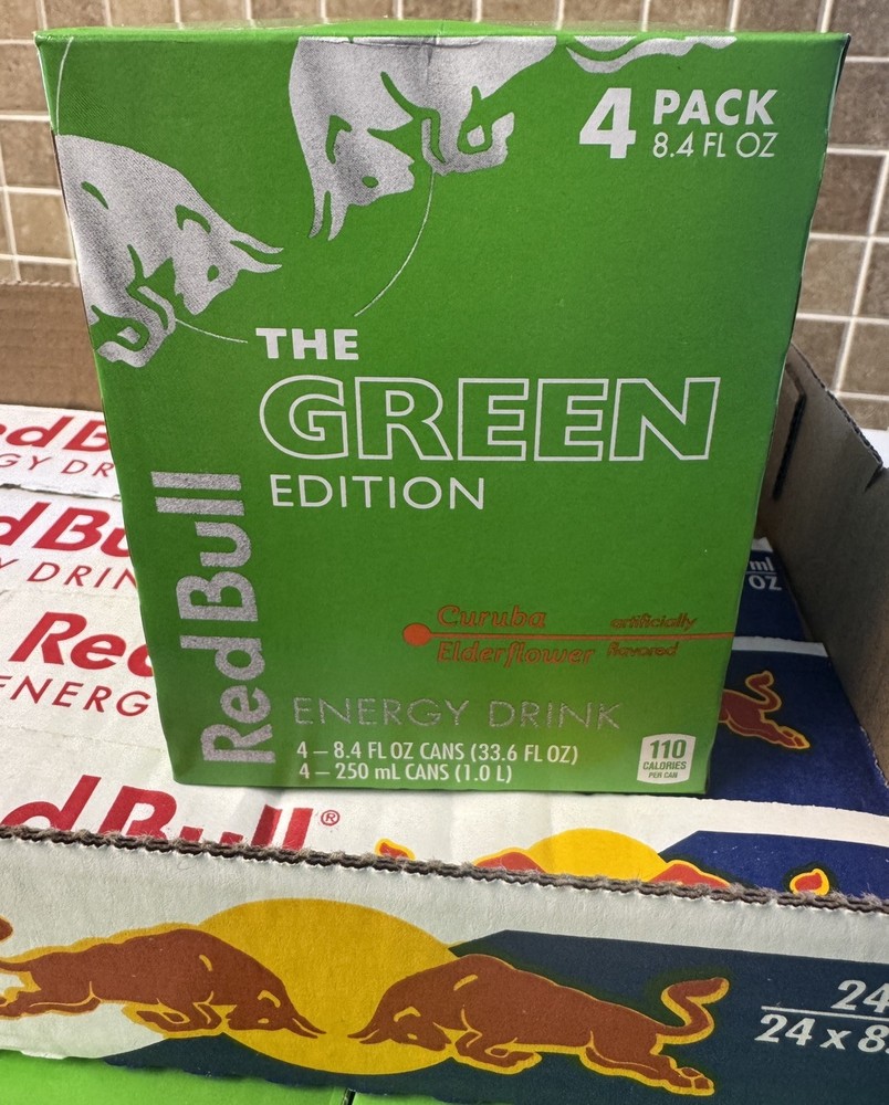 4 Pack Red Bull Green Edition Curuba Elderflower 250ml 8.4oz Expires 10/7/2026